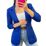 Naiste s&uuml;gismantel, &uuml;hev&auml;rviline rev&auml;&auml;r, pikkade varrukatega sirge avatud &otilde;mblusega plaaster 2XL sinine