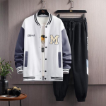 Big M Letter Print Hip Hop Patchwork Pesapallijoped Meeste Letter Print Bomber jakid Meeste Kevadised Liigasuured T&auml;navar&otilde;ivad Mantlid Asian-XXL valge