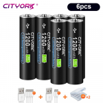 CITYORK 1,5 V USB liitium-ioon AA+AAA laetavad akud AAA 1200mWh AA 3000mWh liitiumaku 1,5v AA AAA USB-kaabliga 6aaa