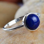 Lapis lazuli &uuml;mmargune v&auml;&auml;riskiviga k&auml;sitsi valmistatud s&otilde;rmus, 925 h&otilde;bedast s&otilde;rmus, &auml;&auml;risega s&otilde;rmus, virnastatav s&otilde;rmus, kingitus naisele, igap&auml;evas&otilde;rmus 6