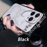 V&auml;rviline teemant&auml;&auml;ris akr&uuml;&uuml;lmaterjalist objektiiviga, kile telefoni&uuml;mbris iPhone 15 14 Plus 13 12 11 Pro Max XSMax 8 7 Plus kaitsekaanega iPhone 7/8(no film) must