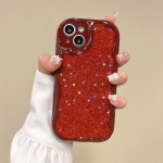 New Year Red Star Glitter &uuml;mbris iPhone'ile 15 14 13 12 11 Pro Max XR XS K&otilde;ikeh&otilde;lmavad kukkumiskaitse&uuml;mbrised iPhone 15 Pro Max punane