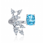 POMOiii Lilleavavad muudetava suurusega s&otilde;rmused naistele, tsirkoonist kihluspeole peened ehted Adjustable Opening sinine