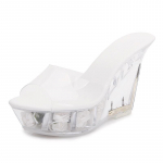 Naised Wedge 10cm &ouml;&ouml;klubi k&otilde;rged kontsad lillega kontsaga kingad Catwalk tantsukingad Crystal Bottom LFD-1101-8 34 valge