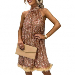 Naiste &otilde;htukleit, kaelus, kaelus, varrukateta, varrukateta, A-joonega pitsitud, kitsa v&ouml;&ouml;kohaga, koheva servaga daami ballipeokleit suvine minikleit S