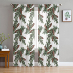 Talvine m&auml;nnipuu m&auml;nnik&auml;bid L&auml;bipaistvad kardinad lastele Magamistuba Elutuba Voile kardinad J&otilde;uluk&ouml;&ouml;k T&uuml;llkardin 135W x 114H(cm)