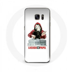 &Uuml;mbris Samsung Galaxy S6 Edge La casa de papel maski logoga valgel taustal