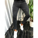 Meeste kitsad rebenenud teksad Slim Scarification Denim Pliiats P&uuml;ksid T&auml;nav Hip-hop Denimp&uuml;ksid Mood Kauboi Riietus Meeste XL must