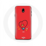 Coque pour Samsung Galaxy J3 2017 Bangtan Gar&ccedil;ons BT21 TATA V Fond Rouge