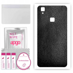 apgo Protective Skin Sticker for the back compatible with vivo V3, Wrap Film, Foil, Vinyl - Pattern Black Leather