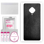 apgo Protective Skin Sticker for the back compatible with vivo X50 Lite, Wrap Film, Foil, Vinyl - Pattern Black Leather