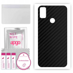 apgo Protective Skin Sticker for the back compatible with TCL 303, Wrap Film, Foil, Vinyl - Pattern Carbon Black