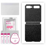 apgo kaitsev nahakleebis seljale, mis &uuml;hildub Samsung Galaxy Z Flipiga (Esimene mudel), Pakkekile, foolium, vin&uuml;&uuml;l &ndash; mustriga k&auml;rgstruktuuriga muster