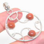 Natural Red Sunstone Gemstone Handmade 925 Sterling Silver Pendant 2.09 b7n43