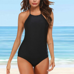 Naiste &otilde;larihmaga ujumistrikoo, prindiga bikiinid, rippuva kaelaga, &uuml;hes t&uuml;kis ujumistrikoo S must