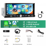 REAKOSOUND Carplay 6,9''1Din MP5-m&auml;ngija Android Auto 1Din Android-autoraadio multimeediumipleier 2+64G WIFI Bluetooth FM/RDS autoheli 2+64G MIC