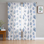 Merit&auml;ht ja Koorall Retro Akna T&uuml;llkardinad Elutuppa Magamistuppa Hotelli Luksuslik Kaunistus L&auml;bipaistvad Kardinad 135W x 114H(cm)