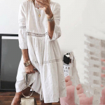 Naiste Boho soliidse kaelusega kleidid, &otilde;&otilde;nsad ja varrukad keskmise pikkusega kleidid S lilla