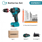 YOFIDRA 10 mm harjadeta elektriline puurkruvikeeraja 24+3 p&ouml;&ouml;rdemomendiga akutrell, t&otilde;hus l&ouml;&ouml;ktrell elektrit&ouml;&ouml;riist Makita 18 V aku jaoks 1x Battery-EU Plug