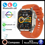 2024. aasta uus sportlik vastupidav s&otilde;jav&auml;eline nutikell meeste kehakinnituskellad IP68 veekindlad 1,95-tolline AI Voice NFC Bluetoothi ​​k&otilde;nega nutikell Silicone strap oranž