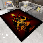 Saatanlik pealuu &uuml;mberp&ouml;&ouml;ratud pentagrammi ala vaip Lambapea deemon Baphometi vaip Gooti seeria Esik Magamistuba Moekas vaip 40cm x 60cm