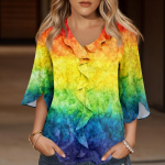 3/4 varrukatega s&auml;rgid naistele Armsad topid Graafilised t-s&auml;rgid Pluusid Suures suuruses vabaaja lihtsad topid Pullover XL kohv