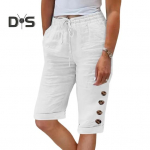 Naiste suvised l&uuml;hikesed p&uuml;ksid, elastne v&ouml;&ouml;koht, reguleeritav n&ouml;&ouml;riga vabaaja p&uuml;ksid taskutega &Uuml;hev&auml;rvilised n&ouml;&ouml;bid Dekoratsiooniga p&otilde;lvp&uuml;ksid S sinine