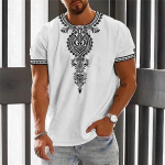 Aafrika riided meestele Dashiki T-s&auml;rk Traditsiooniline riietus L&uuml;hikeste varrukatega vabaaja Retro t&auml;navar&otilde;ivad Vintage etniline stiil S