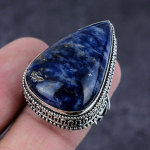 Sodalite Gemstone Handmade 925 Sterling Silver Gift Jewelry Ring Size 7 l2i41