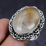 Golden Rutile Gemstone 925 Sterling Silver gift Jewelry Ring Size 10 C7k23