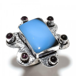 Owyhee Opal, Amethyst Gemstone Handmade 925 Sterling Silver Ring Size 9 s7t62