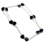 Natural Black Spinel Gemstone 925 Sterling Silver Jewelry Necklace 36 h7i26