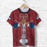 Serbia lipu muster Meeste naiste T-s&auml;rgid Serbia rahvuslik embleem 3D-prindiga Suure kaelusega T-s&auml;rk Igap&auml;evane vabaaja T-s&auml;rk Topid R&otilde;ivad S