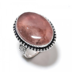 Natural Strawberry Quartz Gemstone 925 Sterling Silver Gift Ring Size 10 u3w71