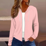 Naiste mood vabaaja t&otilde;mblukuga kapuutsiga pikkade varrukatega dressipluusid M roosa