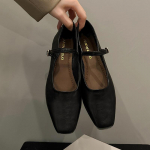 Mary Jane &uuml;ksikud kingad Paksu kontsaga kingad Elegantsed klassikalised retro kandilise varbaga mugavad pehmed madala l&otilde;ikega madala kontsaga naiste kingad 40 must
