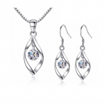 925 sterlingh&otilde;bedast ehtekomplektid tsirkooniumoksiidist Twist Water Drop kaelakee+k&otilde;rvar&otilde;ngad ehteid naistele j&otilde;ulukink