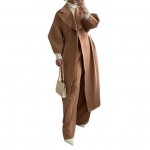 Naiste villane jope Ujutatav krae &uuml;hev&auml;rviline kaherealine mantel Retro kuninglikus stiilis termiline pikk M must