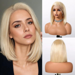 HAIRCUBE HD l&auml;bipaistev 613 blond sirge juustega, pitsiline eesmine parukas L&uuml;hike Bob Blonde juustest parukas 13x4 pitsiline naiste parukas