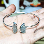 Toores akvamariinist k&auml;ev&otilde;ru, k&auml;sitsi valmistatud ehted, 925 sterling h&otilde;be, manseti k&auml;ev&otilde;ru, k&auml;ev&otilde;ru k&auml;ev&otilde;ru merelaine