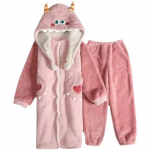 S&uuml;gis- ja talvine korallifliisist &ouml;&ouml;s&auml;rk meeste ja naiste paks pluss flanellist magus pikk p&otilde;lvedeni &ouml;&ouml;s&auml;rk Little Monster armas pidžaamakomplekt L sinine