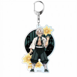 Demon Slayeri Q versiooni v&otilde;tmehoidja akr&uuml;&uuml;list kahepoolne ripats, millel on Inosuke, Tanjiro, Mizuko ja Butterfly Ninja.