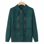 Kevad-s&uuml;gis keskealiste eakate naiste kampsun &otilde;huke kardigan jakid vabaaja pikkade varrukatega mantlid naiste kootud kampsun XL rohuroheline v&auml;rv