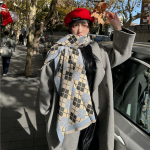 2024 S&uuml;gis/Talv Uus V&auml;rviplokkidega Imitatsioonka&scaron;miir Naiste Narmastega Sall Paks Soe Kahepoolne Žakaarmustriline Villasall 190x65cm must/helesinine v&auml;rv