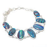 Natural Rainbow Calsilica Gemstone 925 Sterling Silver Jewelry Necklace 18 b4g76