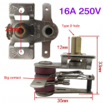 Vahelduvvoolu 250V 10A 16A k&otilde;rge temperatuuri l&uuml;litiga ahju termostaat kodu bimetallist k&uuml;ttetarvikud elektrik&uuml;ttekeha vahetus 16A