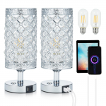 Kristalliline puutetundlik laualamp 3000K soe valge LED-pirn USB C+A laadimispordiga 4000MAH aku h&otilde;be