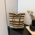 Naiste mood triibuline suvine ranna &otilde;lgedest kudumine &otilde;lakott K&auml;sitsi kootud k&auml;ekotid Kaasaskantav suure mahutavusega vabaaja kott 35.5x3.5x39cm punane