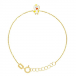 Bracelet Enfants - L&Eacute;A & ARTHUR - POUISSIN - Or Jaune 375 - Maille For&ccedil;at - R&eacute;glable 12-14 cm