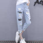 Suvised naised Mood Denim P&uuml;ksid Teksad Retuusid 3D Lilled &Uuml;heksa punkti teksad S